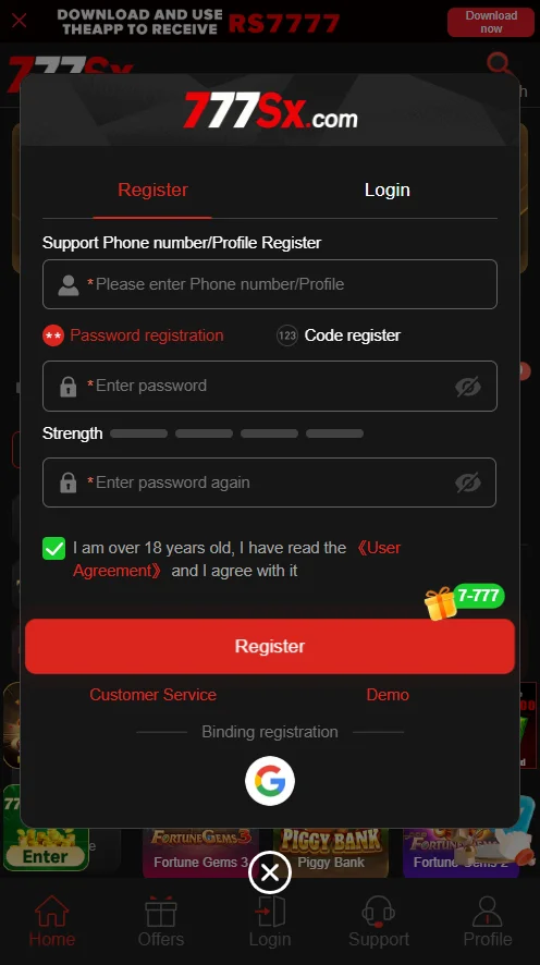 777SX Game Register